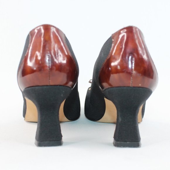 Etienne Aigner 'Bixby' Black Brown Bow Heels #123 - Picture 7 of 12